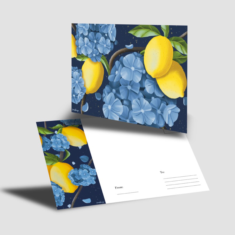 

Postcard lemon hydrangea hortensia ukuran A6