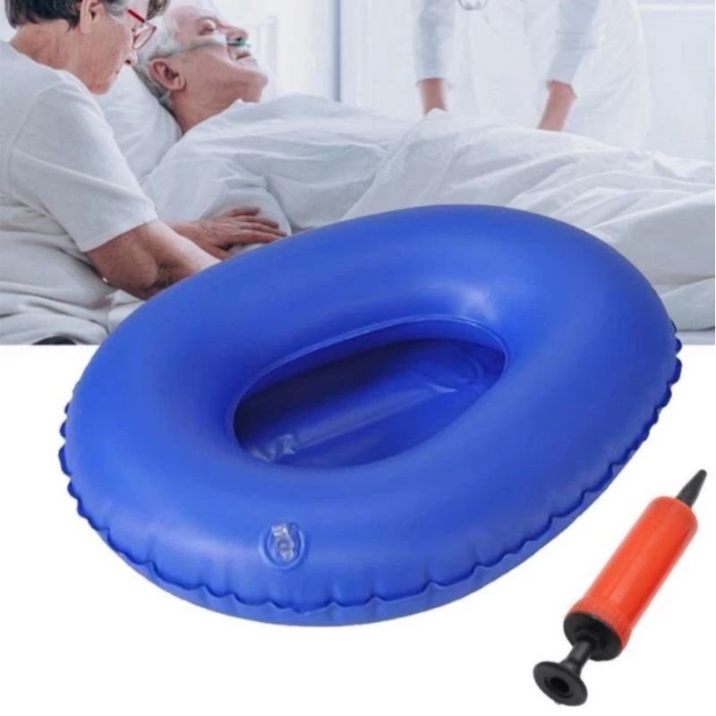 Pispot BAB Tiup Portable Darurat Standar / Bedpan Oval Alas BAB Tiup Untuk Travel