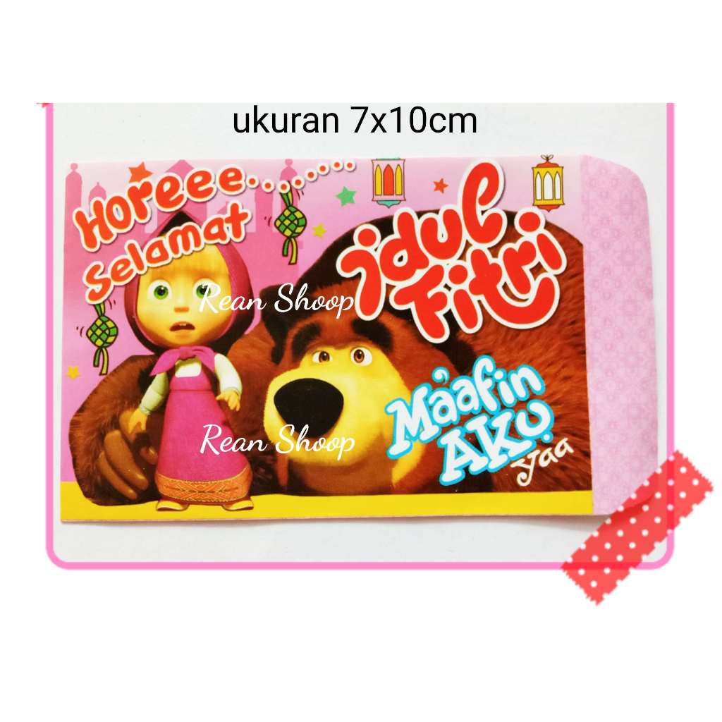 

amplop angpao lebaran idul fitri ukuran kecil karakter masha and the bear
