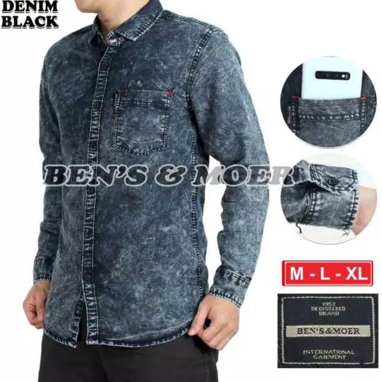 Original Kemeja Levis Lengan Panjang Pria Bens  More Kemeja Jeans Pria lengan Panjang