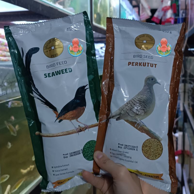 GOLDCOIN 450gram - Seaweed Perkutut Hijau Gold Coin Makanan Pakan Burung