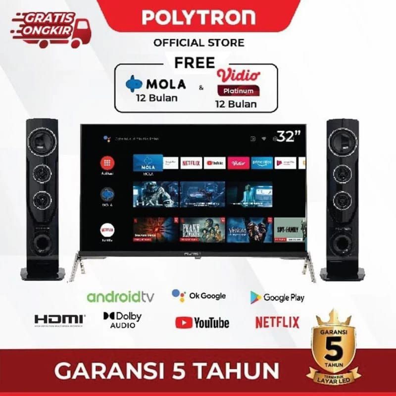 Android TV LED POLYTRON 32 inch Cinemax Sound Speaker PLD-32TAG9855