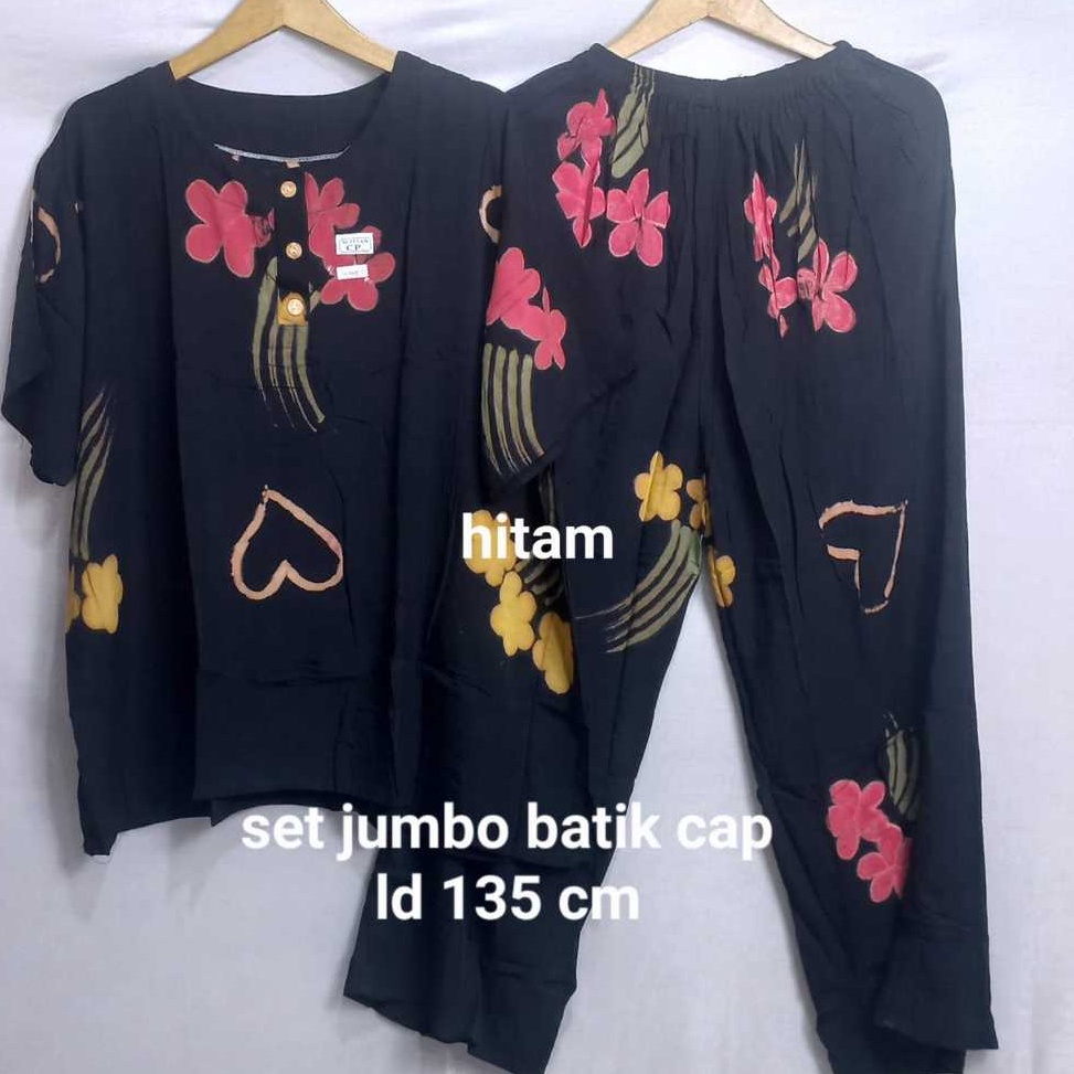 Harga Bersahabat Setelan baju  celana jumbo wanita batik cap pekalongan terbaru ld 135 cm