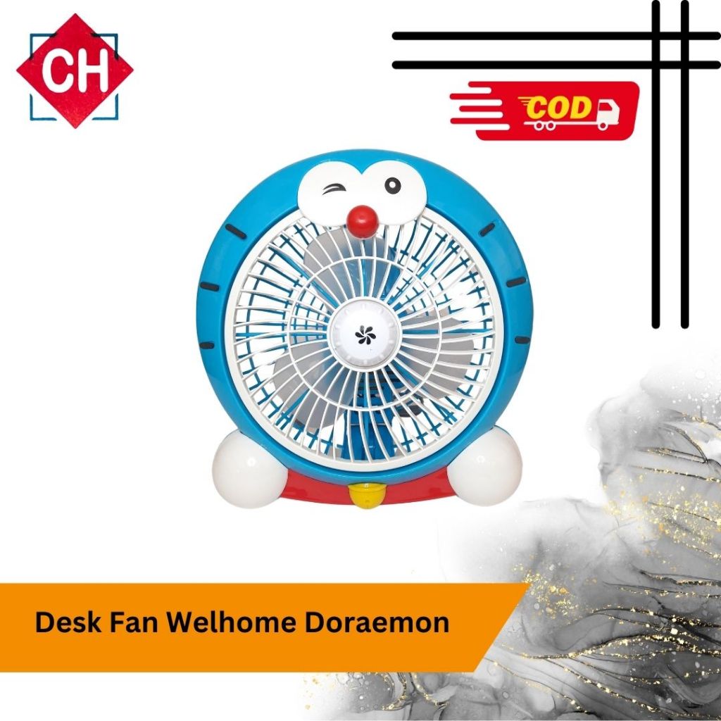 Desk Fan Welhome Doraemon/Kipas Angin Kecil/Kipas Meja/Kipas Karakter