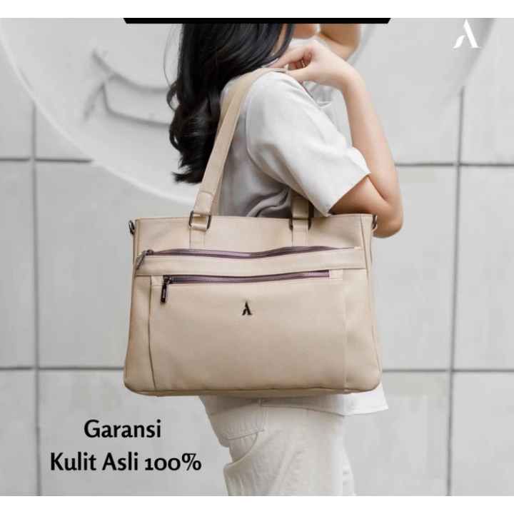 Tas Wanita Tote Lovata Bag Kulit Asli Totebag Laptop Jinjing Branded