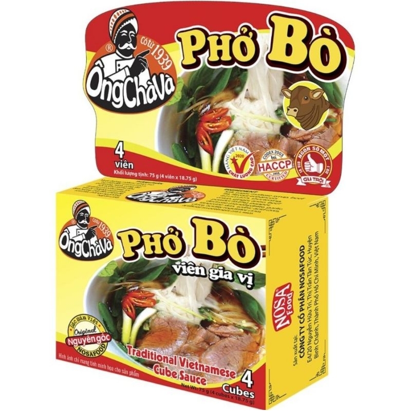 

Ong Chava Pho Bo Spice Seasoning Cubes - BEEF (75g)