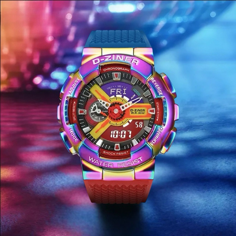 ( BISA COD ) Jam Tangan Pria D-ZINER DZ-8295 8295 Original Rubber Tali Karet Double Time Waterresist