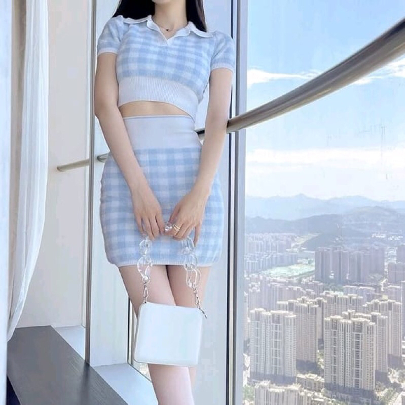One Set Crop Top & Skirt Knit Korea
