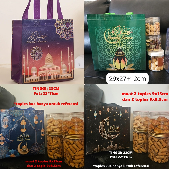 

[ORGM] 2 UKURAN | Tas Hampers Lebaran Tas Spunbond Tas Souvenir Goodiebag Idul Fitri Eid Mubarak Ramadhan Hampers Tas Kue