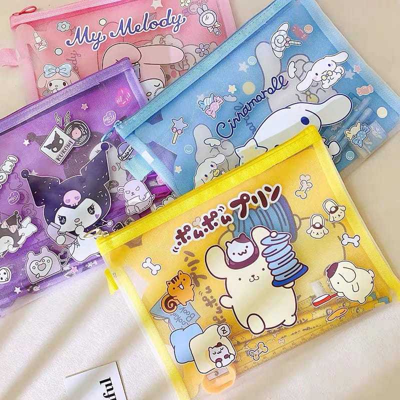 

SET KOTAK PENSIL JARING SANRIO KUROMI CINNAMOROLL POM POM PURIN DAN HELLO KITTY