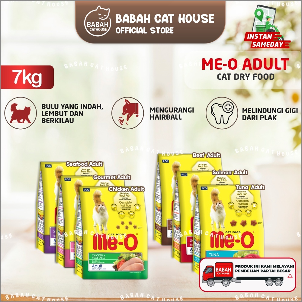 GOJEK GRAB 7KG MEO ADULT Makanan Kucing Tuna Salmon Seafood Chicken Beef Gourmet Cat Dry Food Dewasa