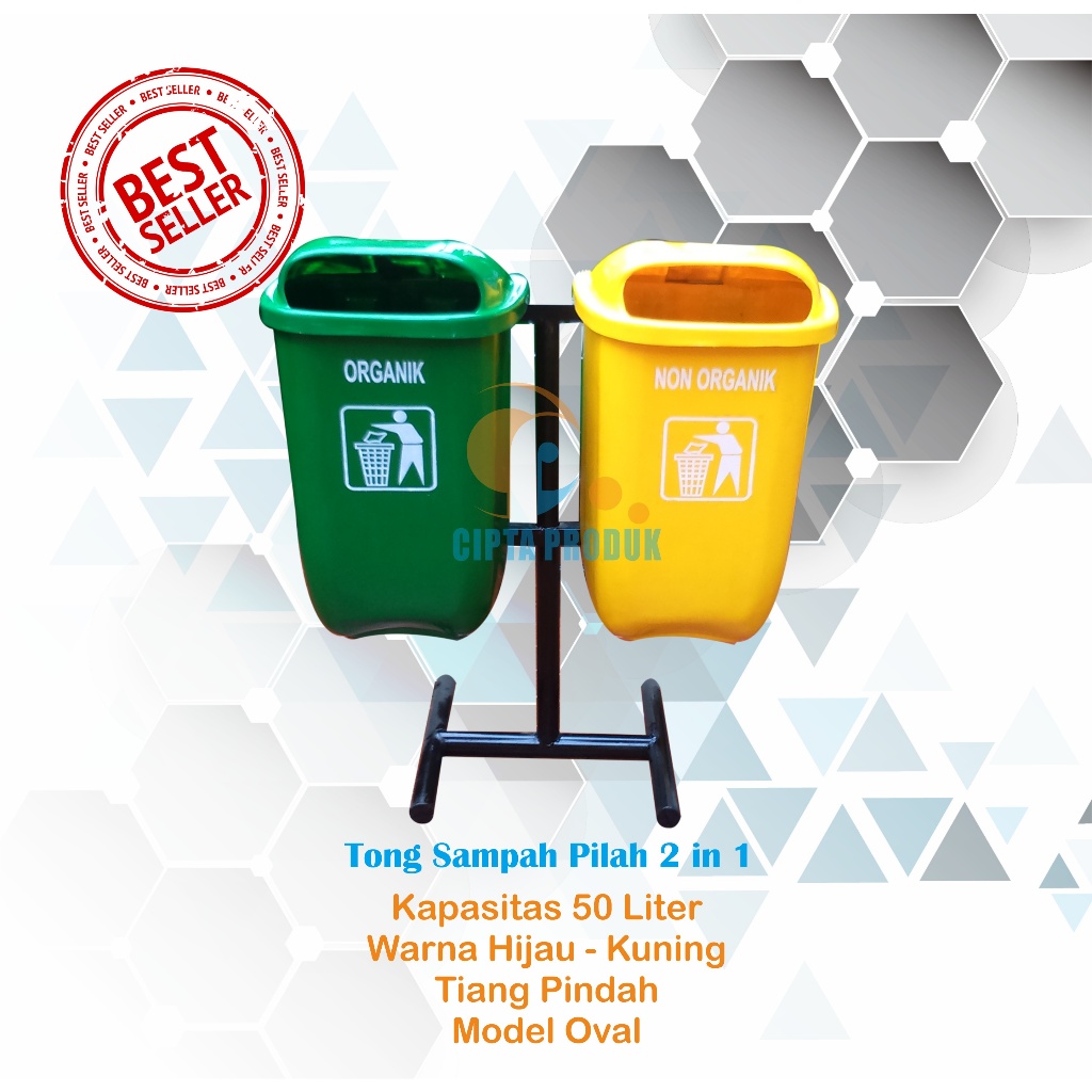 Tong Sampah Tempat Sampah pilah 2 in 1