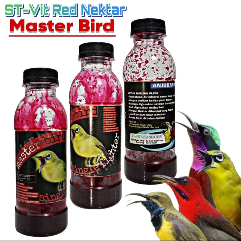 NEW  MASTER BIRD ST-VIT RED NEKTAR 200 ML Vitamin pakan penggacor Kolibri pleci konin sogon sogok on