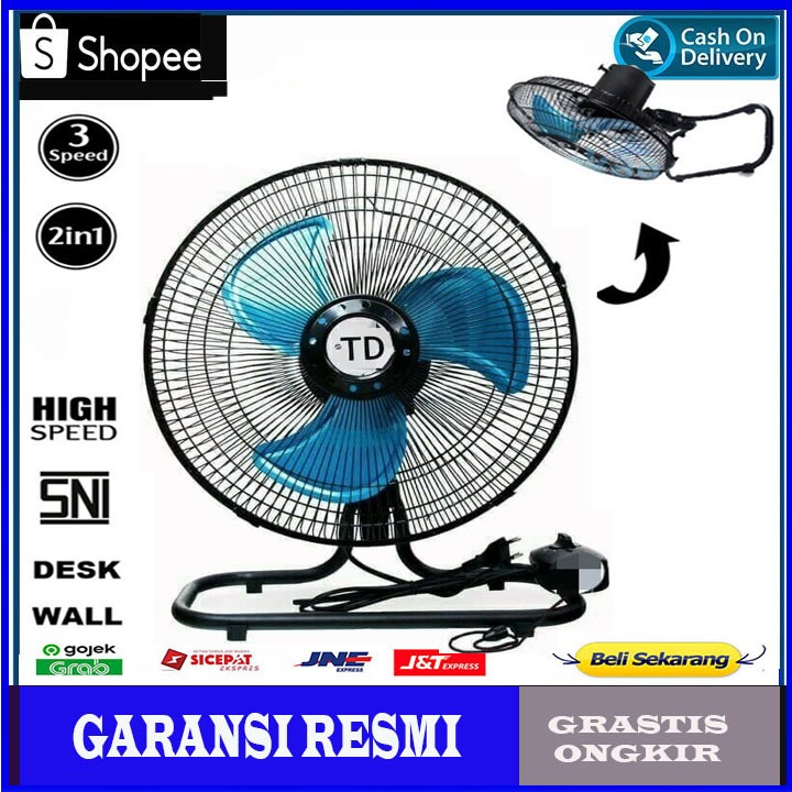 TD Kipas Angin Besi 10 inch 2in1 (Meja/Dinding) PROMO