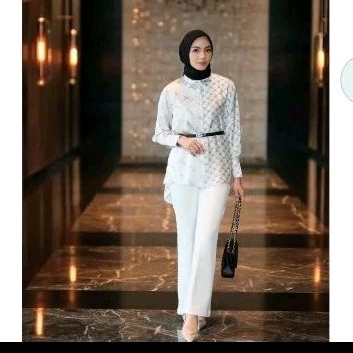 monogram shirt vanilla hijab preloved