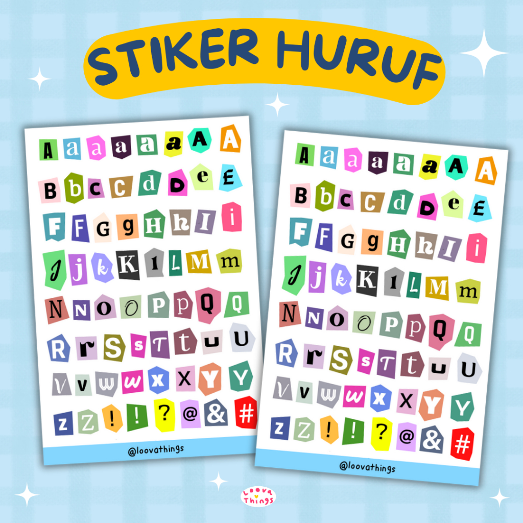 ALPHABETH STICKER | Stiker huruf aestetic | Stiker jurnaling Stiker Huruf Deco Alphabet Number huruf