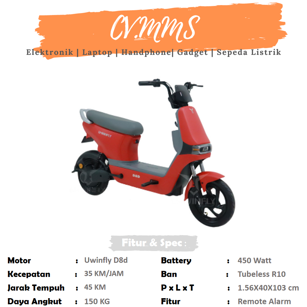 Sepeda Listrik Uwinfly D8D ACCU 48/12AH Dealer Resmi Garansi Sampai 10 Tahun