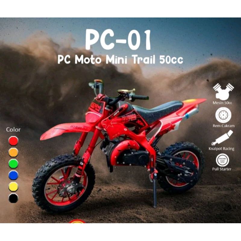 Mini Motor Trail Bensin Anak PC Moto PC-01 50CC Motor Bensin Anak