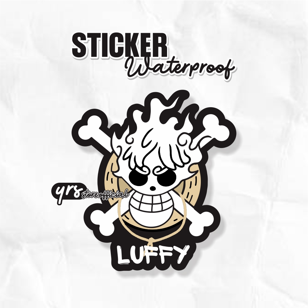 

Sticker Anime Logo One Piece Luffy / Sticker Anime Waterproof Ukuran +- 7 x 6,4 cm
