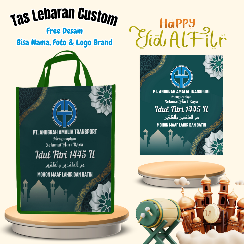 

35 Pcs Tas Lebaran Idul Fitri Bisa Free Custom Desain Nama Dan Foto Ukuran 25x30x14