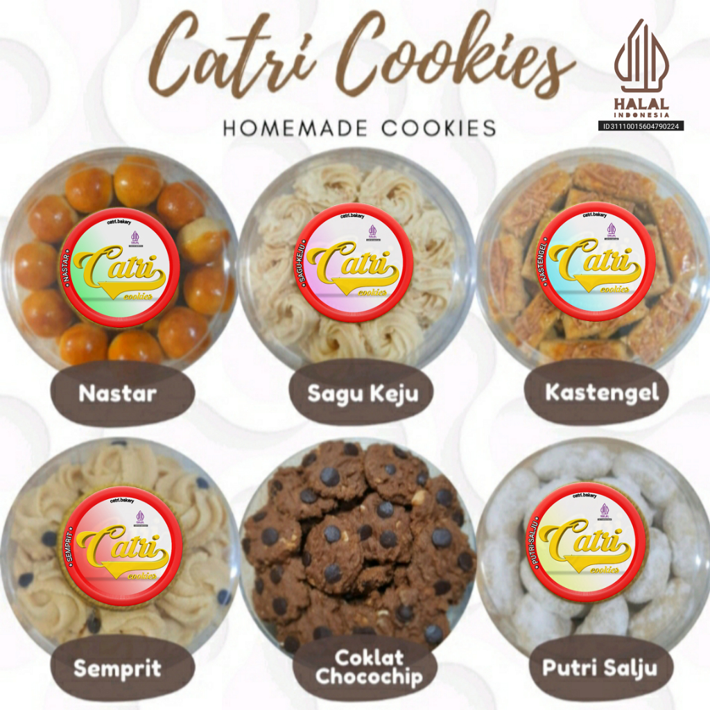 

Kue Kering Nastar/Putri Salju/Kastengel/Coklat Kacang Chochip/Sagu Keju/Semprit, Toples 250ml