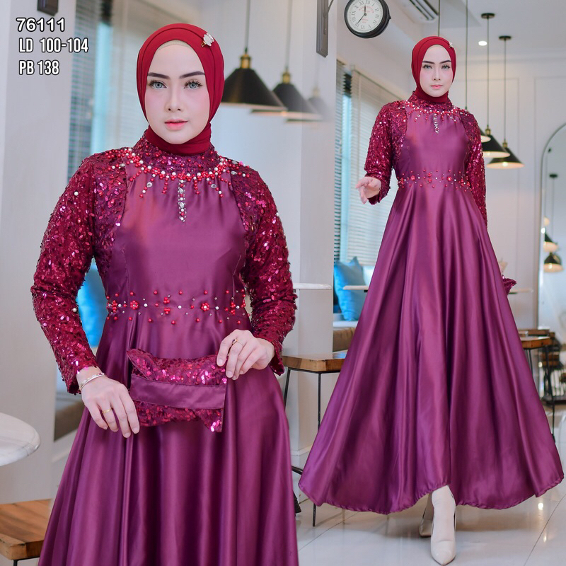 gamis satin tile springkel satin