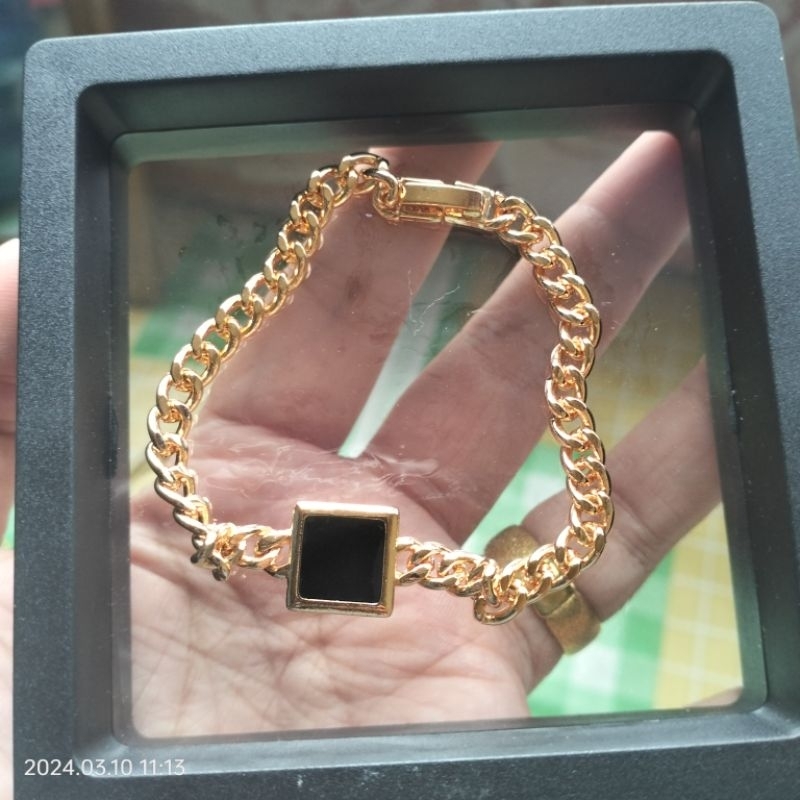 Gelang Titanium rantai mata hitam