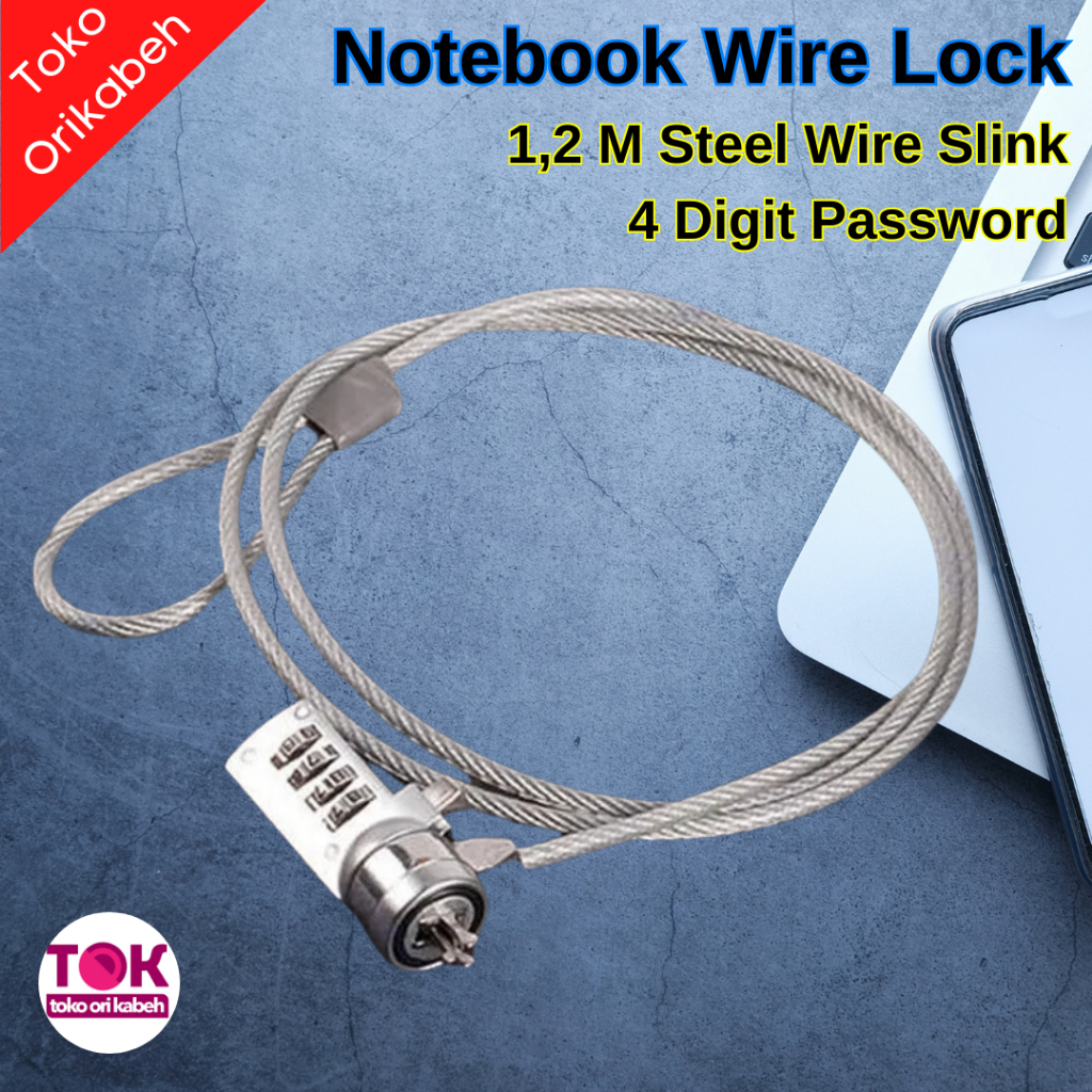 Gembok Kabel Kawat Seling Sling Baja Tali Pengaman Pengikat Pengunci  Laptop di Meja Rak Password