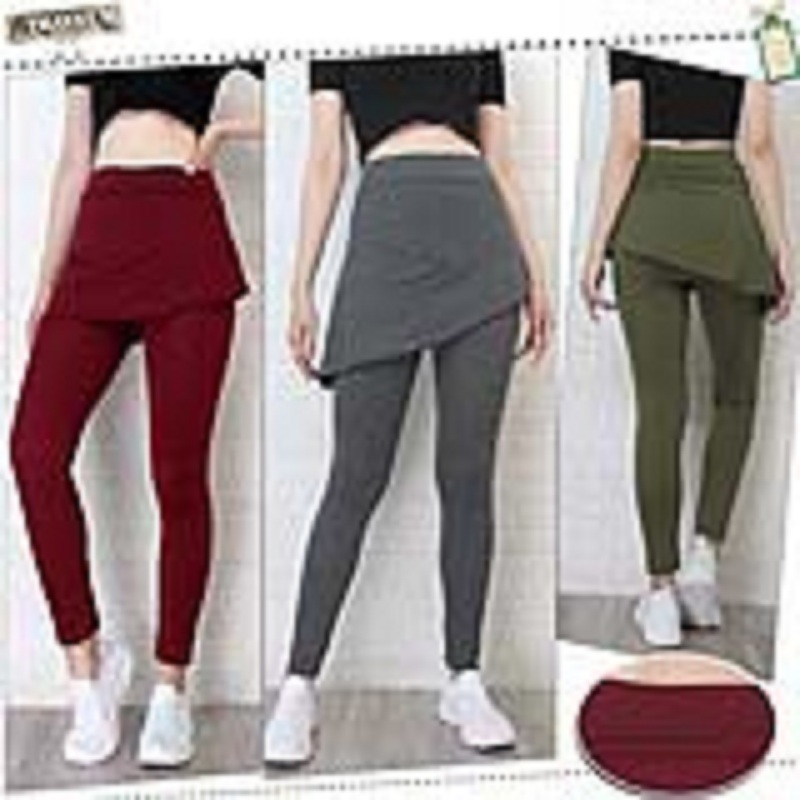 Legging Rok Miring Premium - celana senam wanita aerobik - Legging Rok olahraga Viral