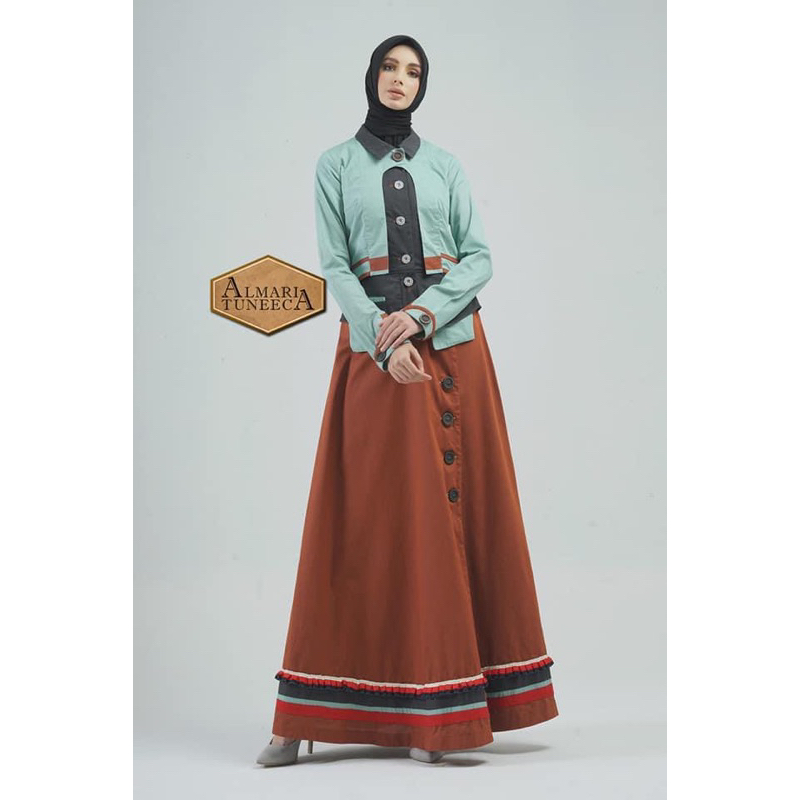 GAMIS TUNEECA ALMARI AT-0419002 /GAMIS DRESS MUSLIM MEWAH CANTIK PREMIUM KEKINJAN ORIGINAL (PROMO)