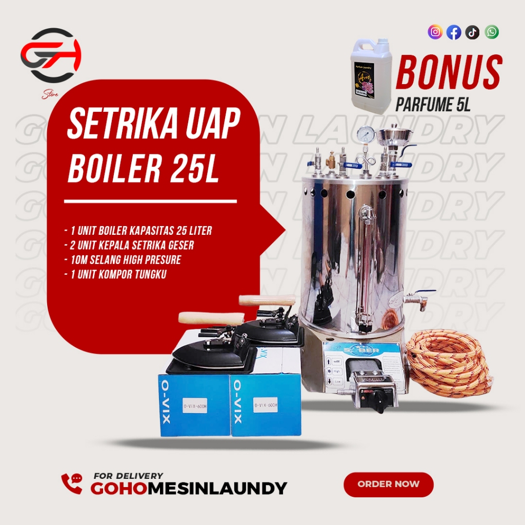 Setrika Uap Laundry Boiler 25L/ Setrika Uap Boiler 25 Liter