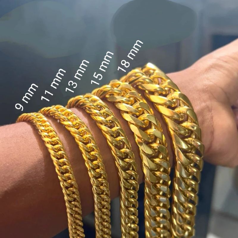 Gelang Pria Cowok Rantai Gold Emas Titanium Stainless Steel