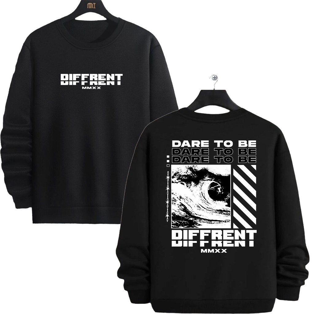 Sweater Pria Lengan Panjang Motif Print Sweater Bahan Fleece PE
