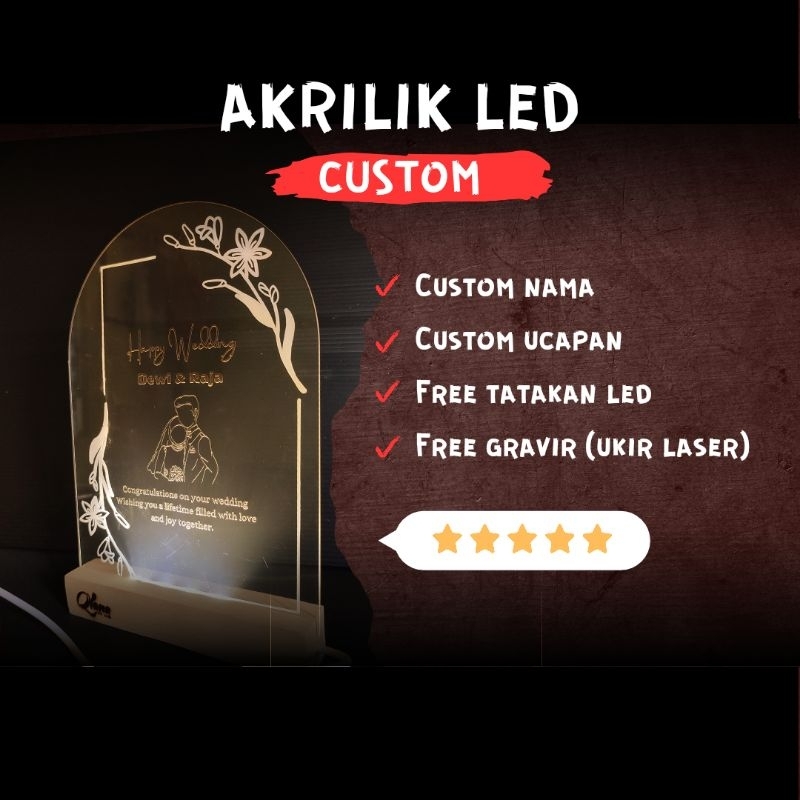 Akrilik LED Custom Kado Ucapan Lampu Tidur