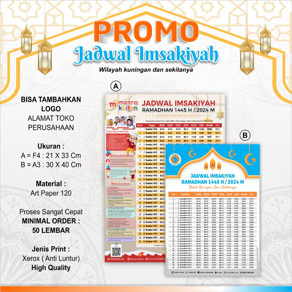 

PROMO JADWAL IMSAKIYAH RAMADHAN 1445 H 2024 / JADWAL IMSAKIYAH ARTPAPPER SEPARASI FULL COLOR