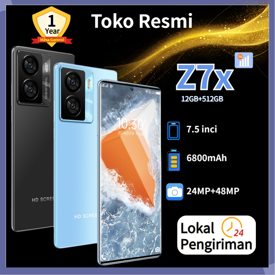 【Bisa COD】 Murah HP Z7X 5G Original Baru Merek Baru Smart 7.5 inch Full Screen Ponsel Layar Penuh 12