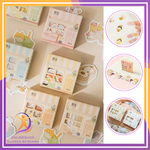 

OSB 45Pcs Stiker Karakter Hewan Untuk Diary Aesthetic Sticker Dekorasi Jurnal Scrapbook Stiker Set Home Series isi 45 Pcs Cute