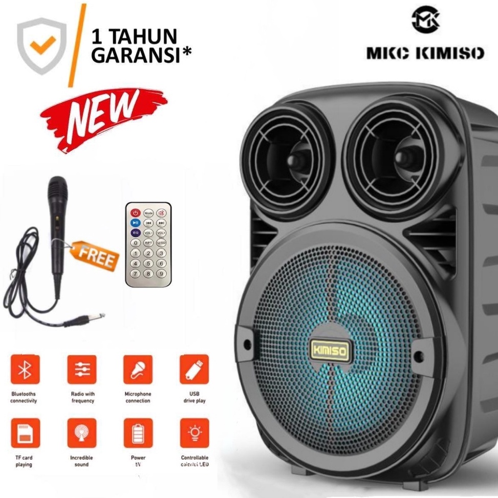 MKC KIMISO Speaker BLUETOOTH Portable 65 INCH KIMISO KM3381  MKC338 PLUS MIC XBass