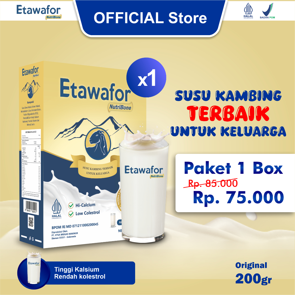 

SUSU ETAWAFOR - Susu Kambing Etawa original membantu memelihara kesehatan Sendi & Tulang isi 1 box