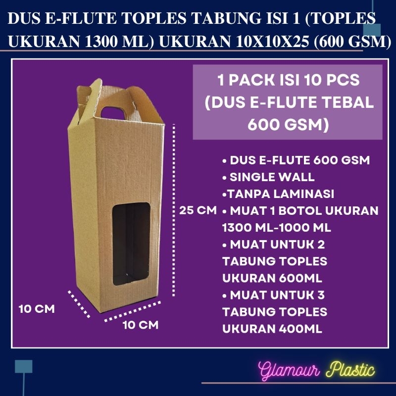 

Dus Toples Eflute Ukuran 10x10x25 (1 pack isi 10 pcs) (TEBAL 600 GSM)/Dus Toples/Box jinjing/Dus kue kering