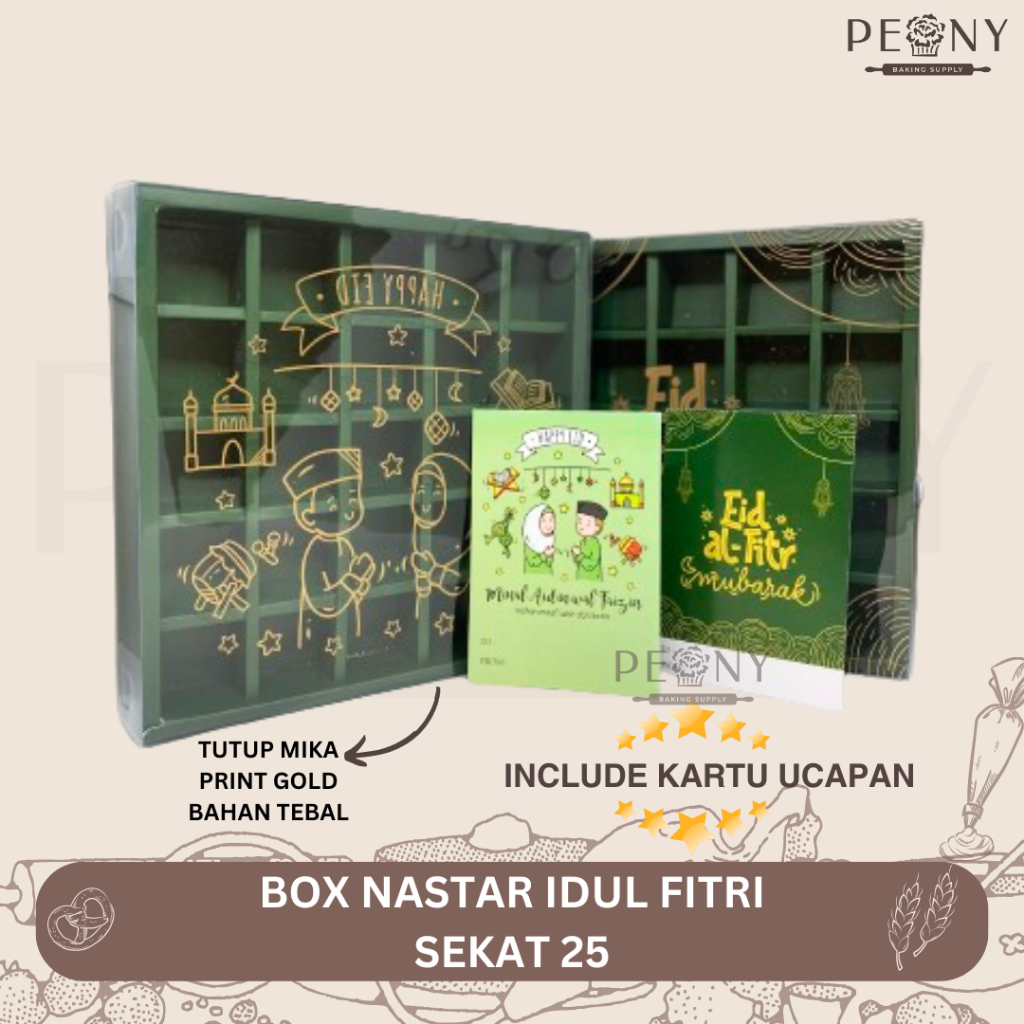 

BOX / DUS NASTAR IDUL FITRI SEKAT 25 INCLUDE KARTU UCAPAN