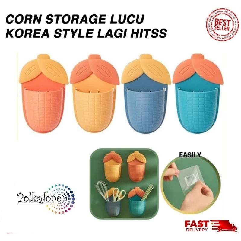 Tempat Sikat Gigi Jagung Storage Wall Rak Tempel Dinding Serbaguna