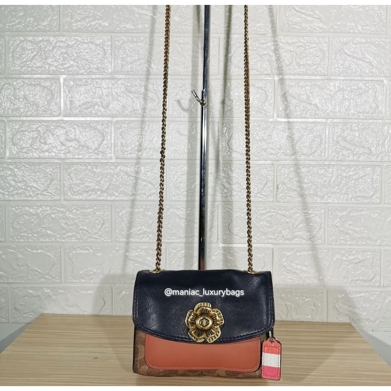 Convertible Shoulder COACH*Parker 18 Shoulder in Colorblock Signature Coated Canvas