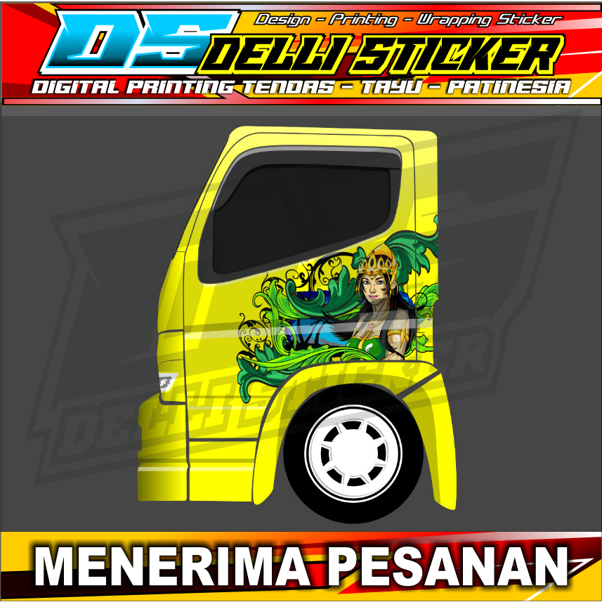 Stiker Decal Variasi Pintu Samping Truk Canter - Kanan Kiri - Gambar Bisa Ganti Bebas