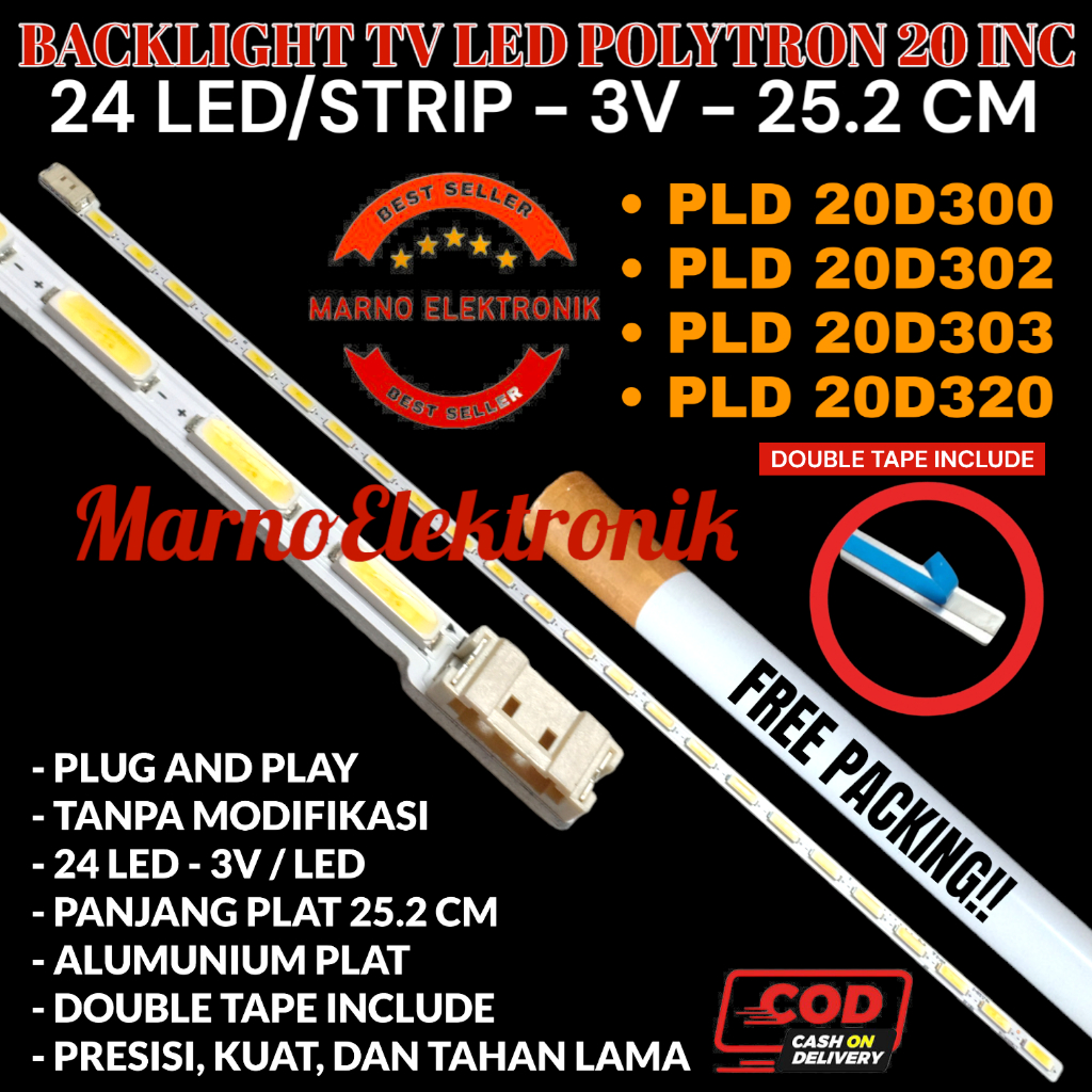BACKLIGHT TV LED POLYTRON 20 INC INCH PLD20D300 PLD20D302 PLD20D303 PLD20D320 3V PLD 20D300 20D302 2