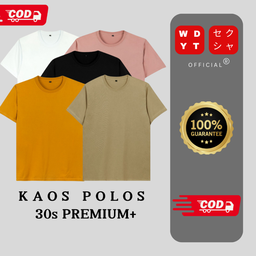 KAOS POLOS COTTON COMBED 30S PREMIUM+ BAJU ATASAN T SHIRT TSHIRT TEE KAUS T-SHIRT POLOS OBLONG BASIC