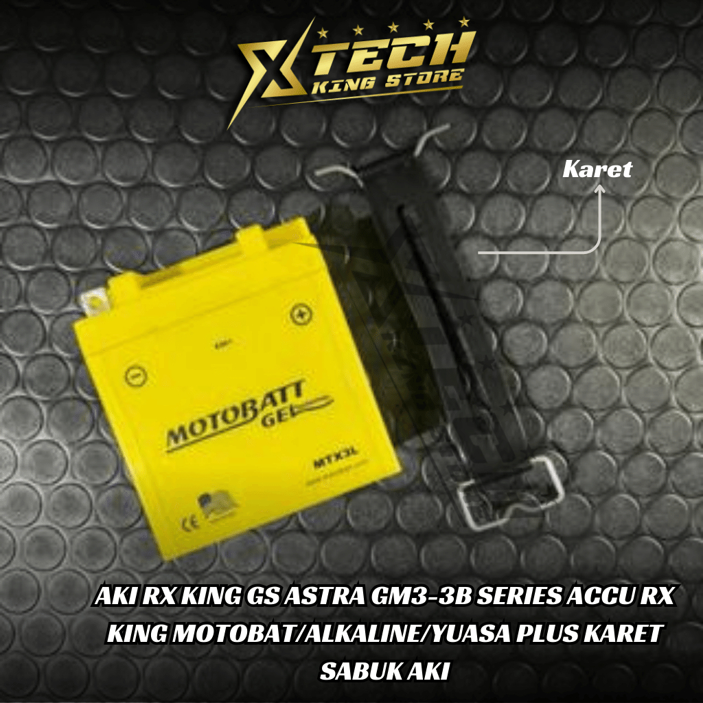 AKI RX KING GS ASTRA GM3-3B SERIES ACCU RX KING MOTOBAT/ALKALINE/YUASA PLUS KARET SABUK AKI