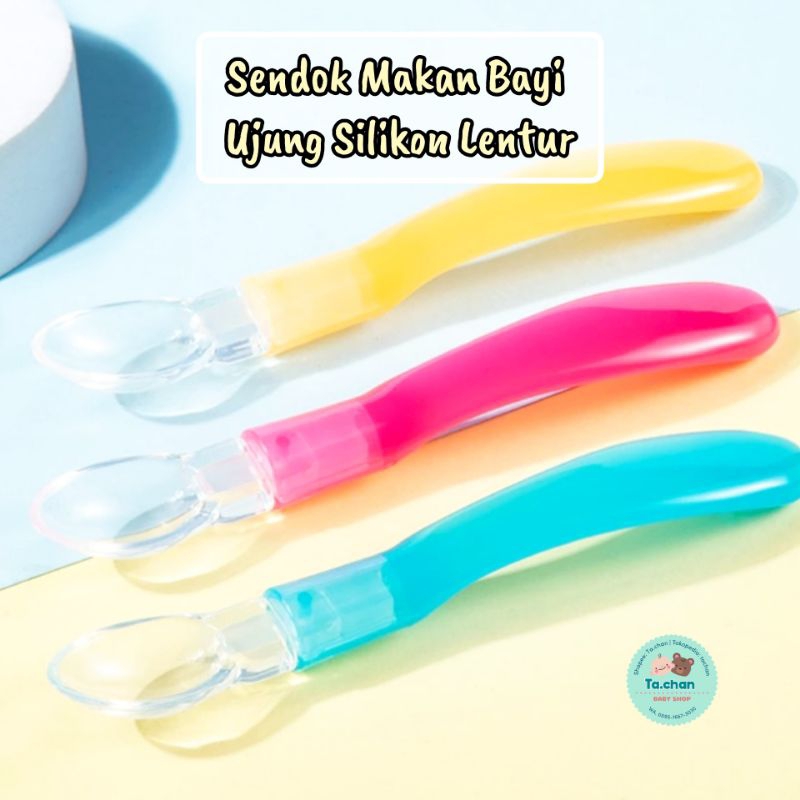 Sendok Makan Bayi Ujung Silikon Lembut / Sendok bayi / Sendok makan bayi / sendok belajar makan bayi