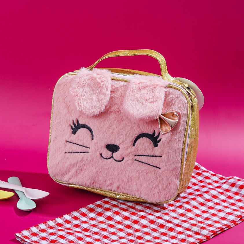 Lunch Bag Tas Bekal Anak Sekolah Korea Fluffy Bulu Import Multifungsi