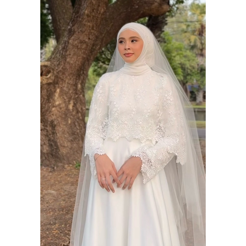 gaun pengantin baby blue gaun pengantin muslimah syar'i gaun akad gaun walimah wedding dress muslima